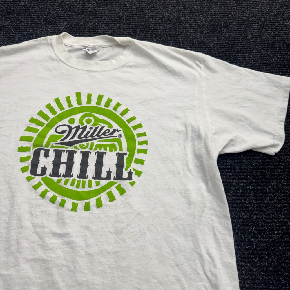 Miller Chill Beer Graphic T-Shirt White Anvil Cotton Mens XL Brewery Tee - Picture 9 of 12